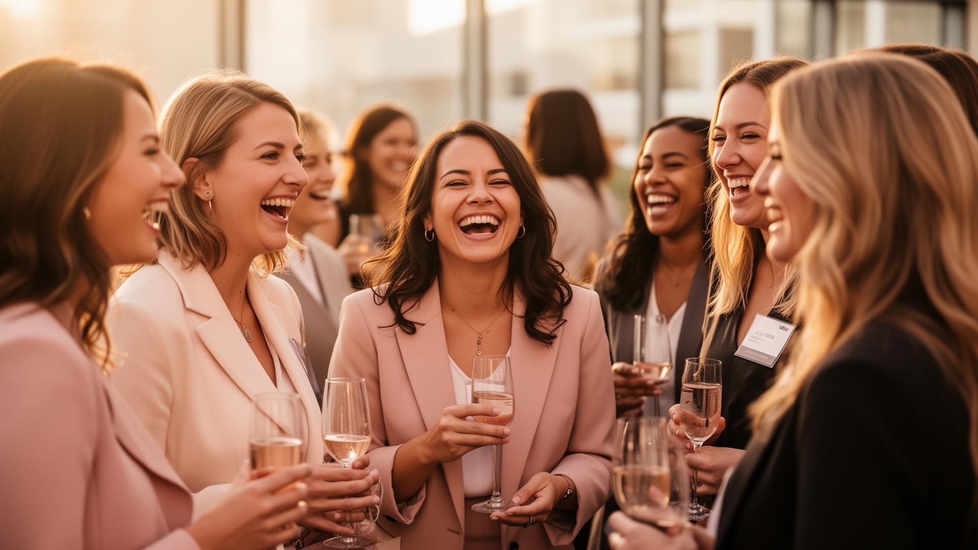 Charlotte professionals laughing and connecting at an ABWA networking event